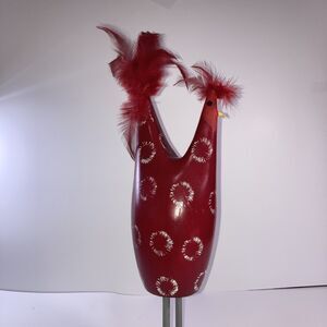 John Navajo Folk Art Red Rooster 17” Tall  Red Head And Tail Feathers